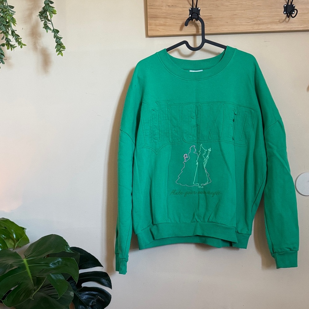 Green Sweatshirt with Embroidered Design